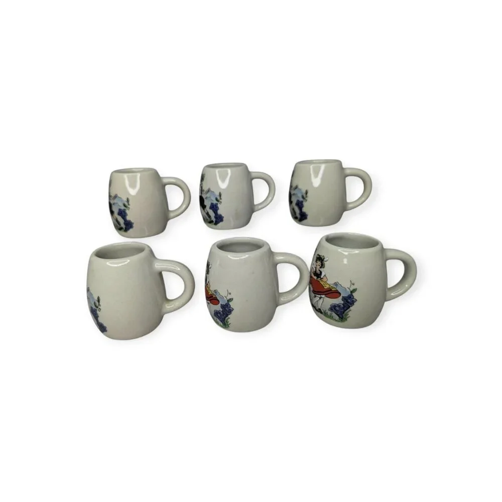 Vintage Set of 6 Miniature Beer Steins Mugs West Germany Ceramic Shot Glasses